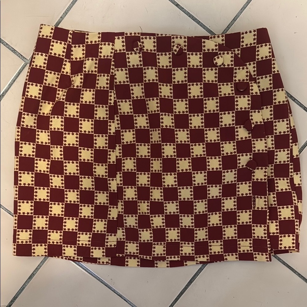 Urban Outfitters Red and Cream Mini Pencil Skirt